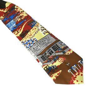 Vintage 60s Sears Snapper Clip-on Novelty Tie Necktie Mens General Store Brown